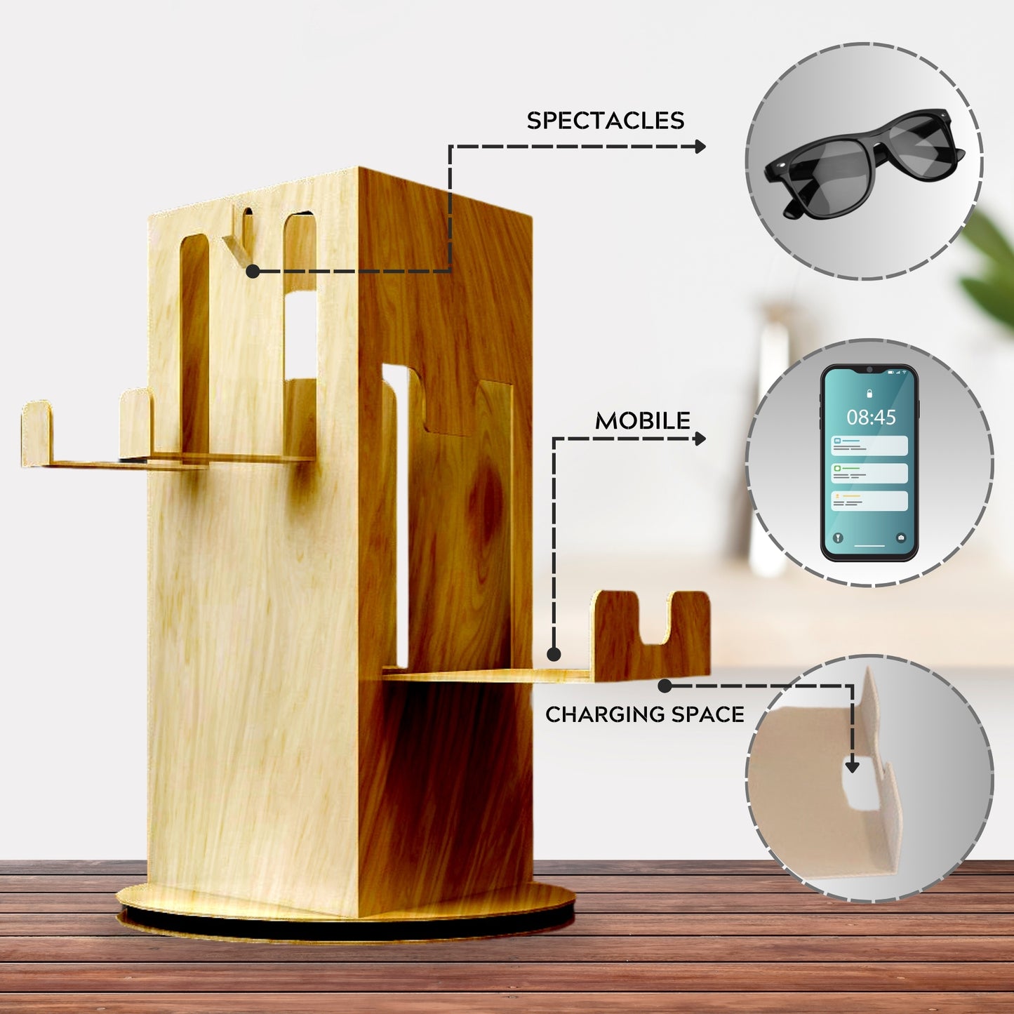 Rotating Pen Stand - Wooden